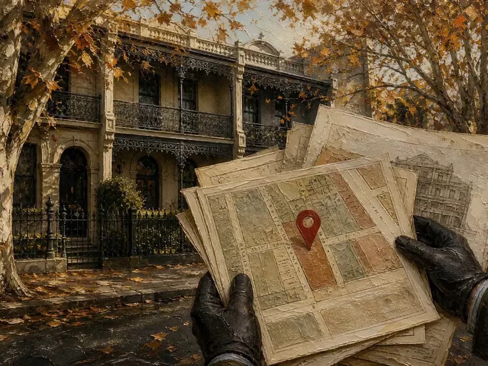 Textured oil painting of Melbourne property and a land-tax assessment