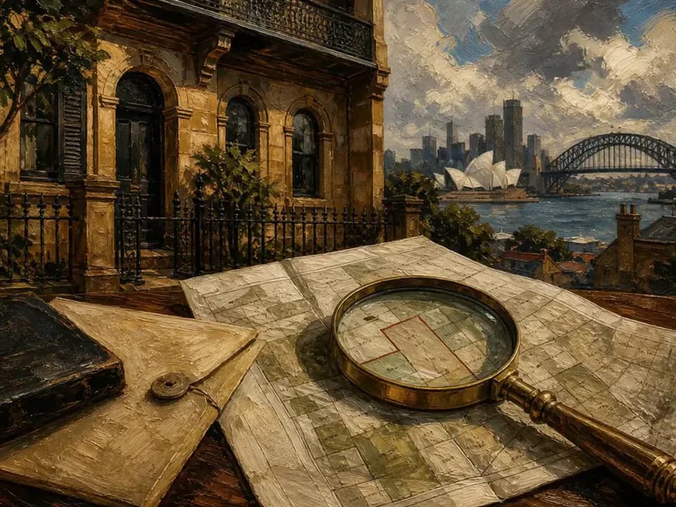Textured oil painting of Sydney property and a land-tax assessment